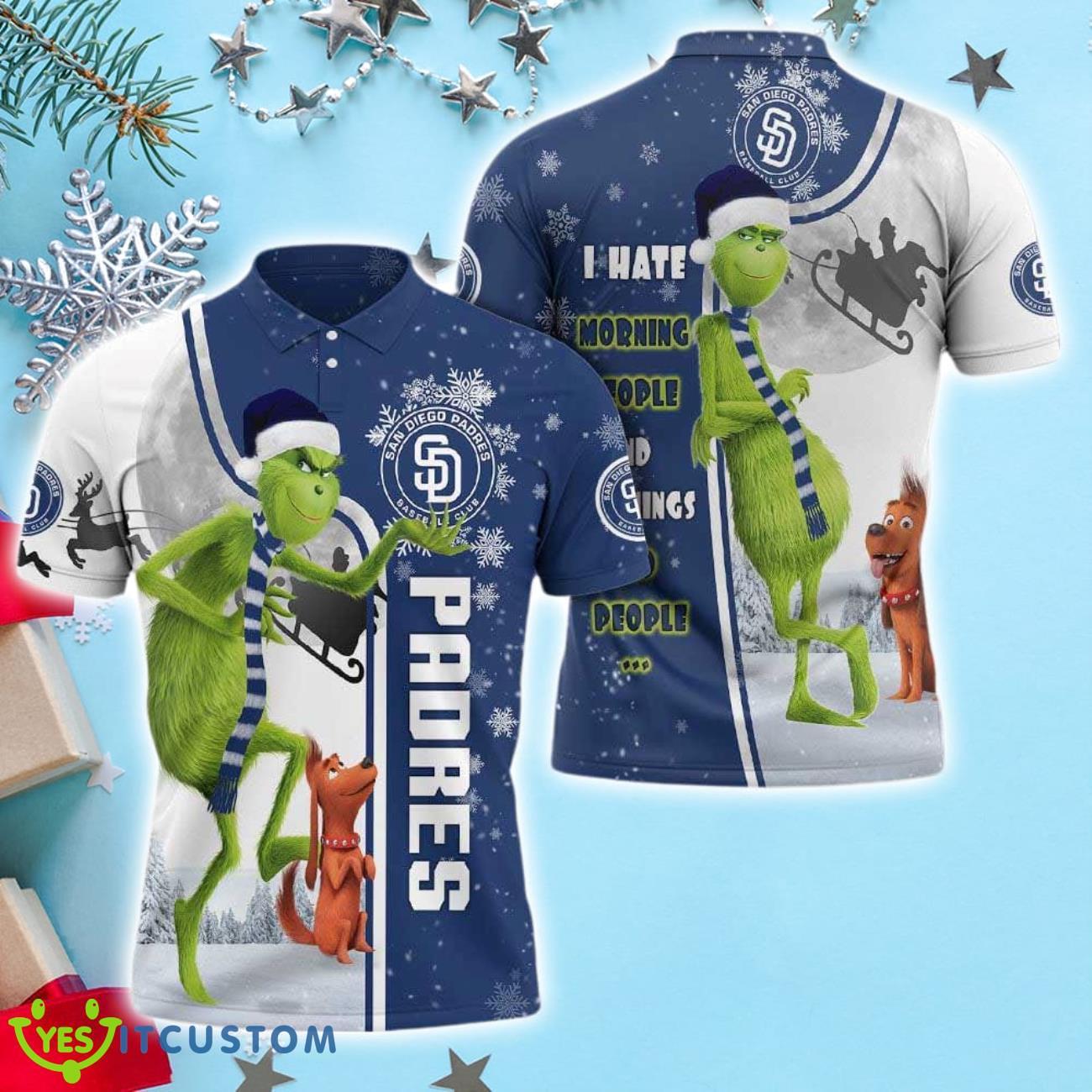 Grinch Stole Christmas San Diego Padres Mlb I Hate Morning People Polo