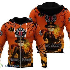 Halloween Skellington jimmy john's Logo Brand 3D Zip Hoodie Pullover Print - Halloween Skellington jimmy john's Logo Brand 3D Zip Hoodie Pullover Print Photo 2