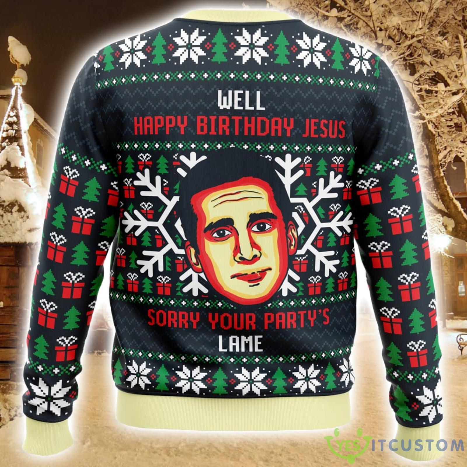 Happy Birthday Jesus Funny The Office Ugly Christmas Sweater Cute Christmas Gift For Family 3 Happy Birthday Jesus Funny The Office Ugly Christmas Sweater Cute Christmas Gift For Family Product Photo 3