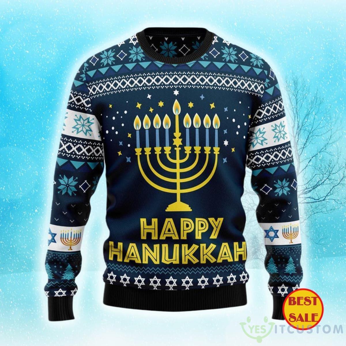 Happy Hanukkah Ugly Christmas Sweater 3 Happy Hanukkah Ugly Christmas Sweater Product Photo 1