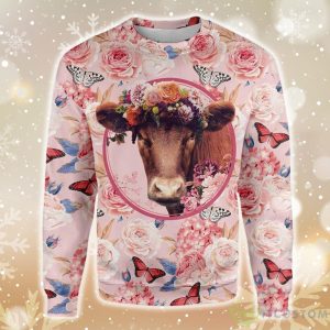 Heifer Floral Farmer Ugly Christmas Sweater Product Photo 1