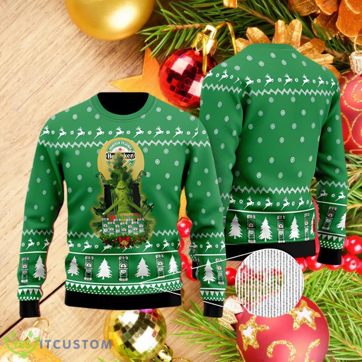 Heineken Grinch Snow Ugly Christmas Sweater Best Gift For Loved Ones 3 Heineken Grinch Snow Ugly Christmas Sweater Best Gift For Loved Ones Product Photo 1