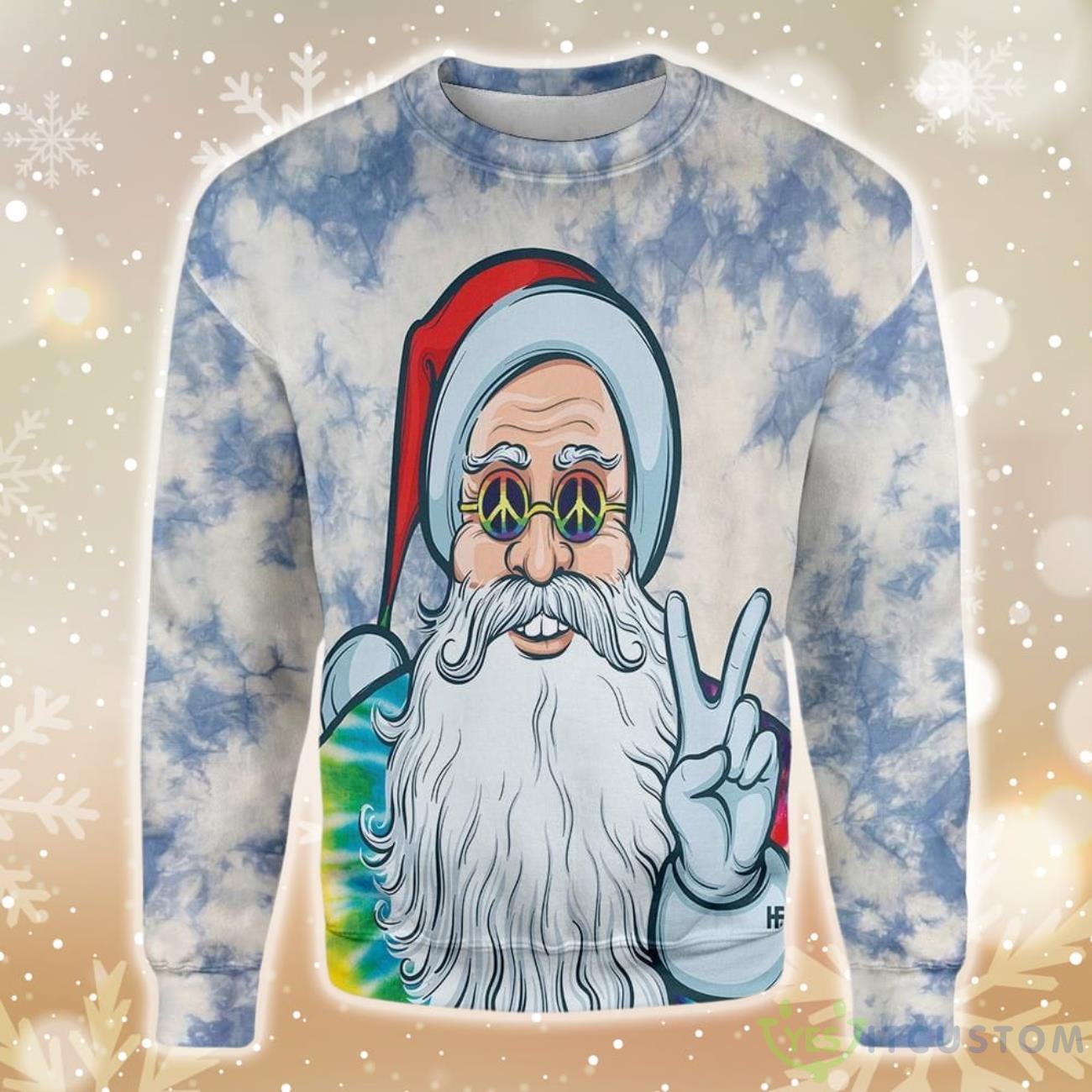 Hippie Santa Vsign Ugly Christmas Sweater 5 Hippie Santa Vsign Ugly Christmas Sweater Product Photo 1