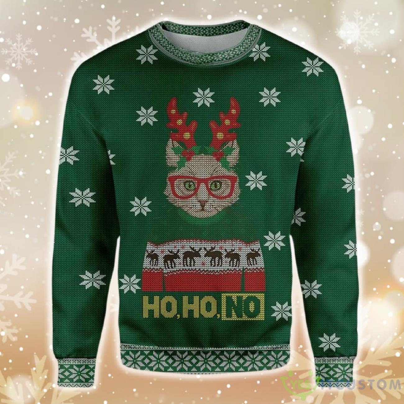 Ho Ho No Cat Christmas Ugly Sweater 5 Ho Ho No Cat Christmas Ugly Sweater Product Photo 1
