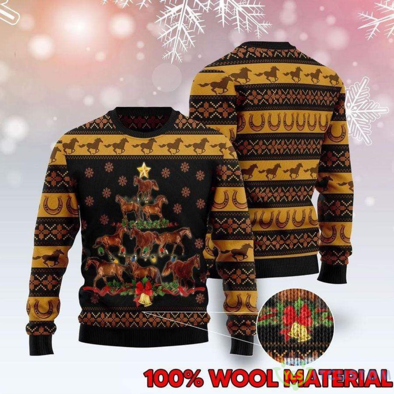 Horse Christmas Tree Shape Ugly Sweater 7 Horse Christmas Tree Shape Ugly Sweater Product Photo 1