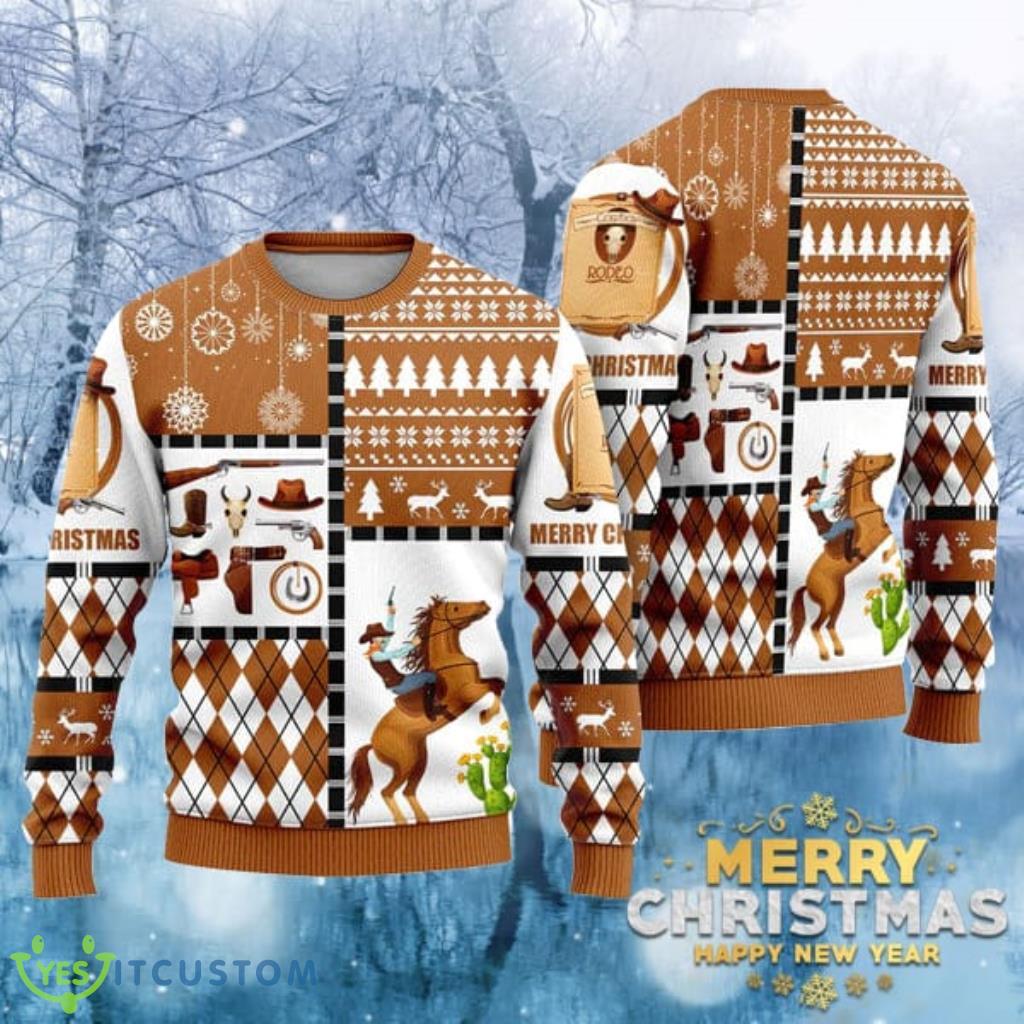 Horse Cowboy Merry Christmas Ugly Christmas Gift For Men And Women, Christmas Gift 3 Horse Cowboy Merry Christmas Ugly Christmas Gift For Men And Women, Christmas Gift Product Photo 1
