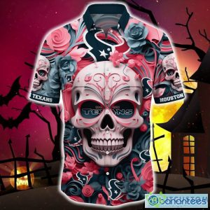 Houston Texans Halloween Skull 3D Hawaiian Shirt For Fans Gift Christmas Men And Women - Houston Texans Halloween Hawaii Shirt Trending New Arrivals_3