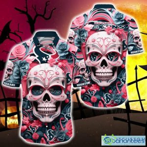 Houston Texans Halloween Skull 3D Hawaiian Shirt For Fans Gift Christmas Men And Women - Houston Texans Halloween Hawaii Shirt Trending New Arrivals_1