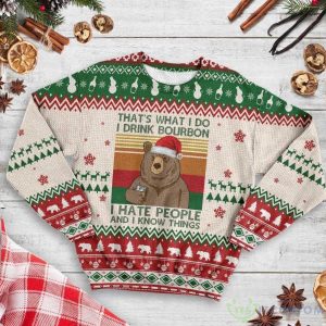 I Drink Bourbon Bear Ugly Christmas Sweater - Ugly Christmas I Drink Bourbon Bear EZ12 0610 All Over Print Sweatshirt_3