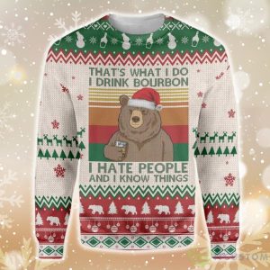 I Drink Bourbon Bear Ugly Christmas Sweater - Ugly Christmas I Drink Bourbon Bear EZ12 0610 All Over Print Sweatshirt_1