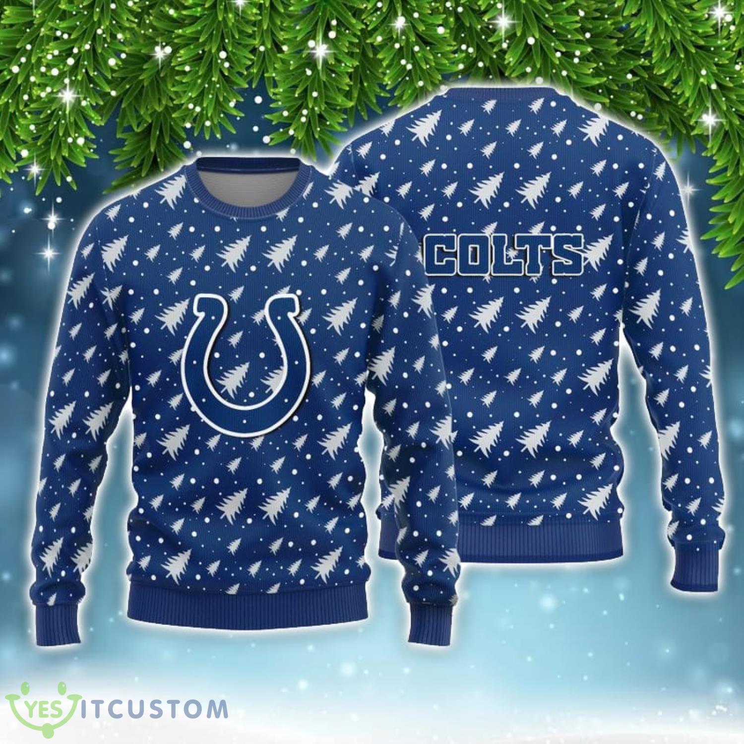 Indianapolis Colts Christmas Pine Tree Patterns Pattern AOP Sweater 3 Indianapolis Colts Christmas Pine Tree Patterns Pattern AOP Sweater Product Photo 1