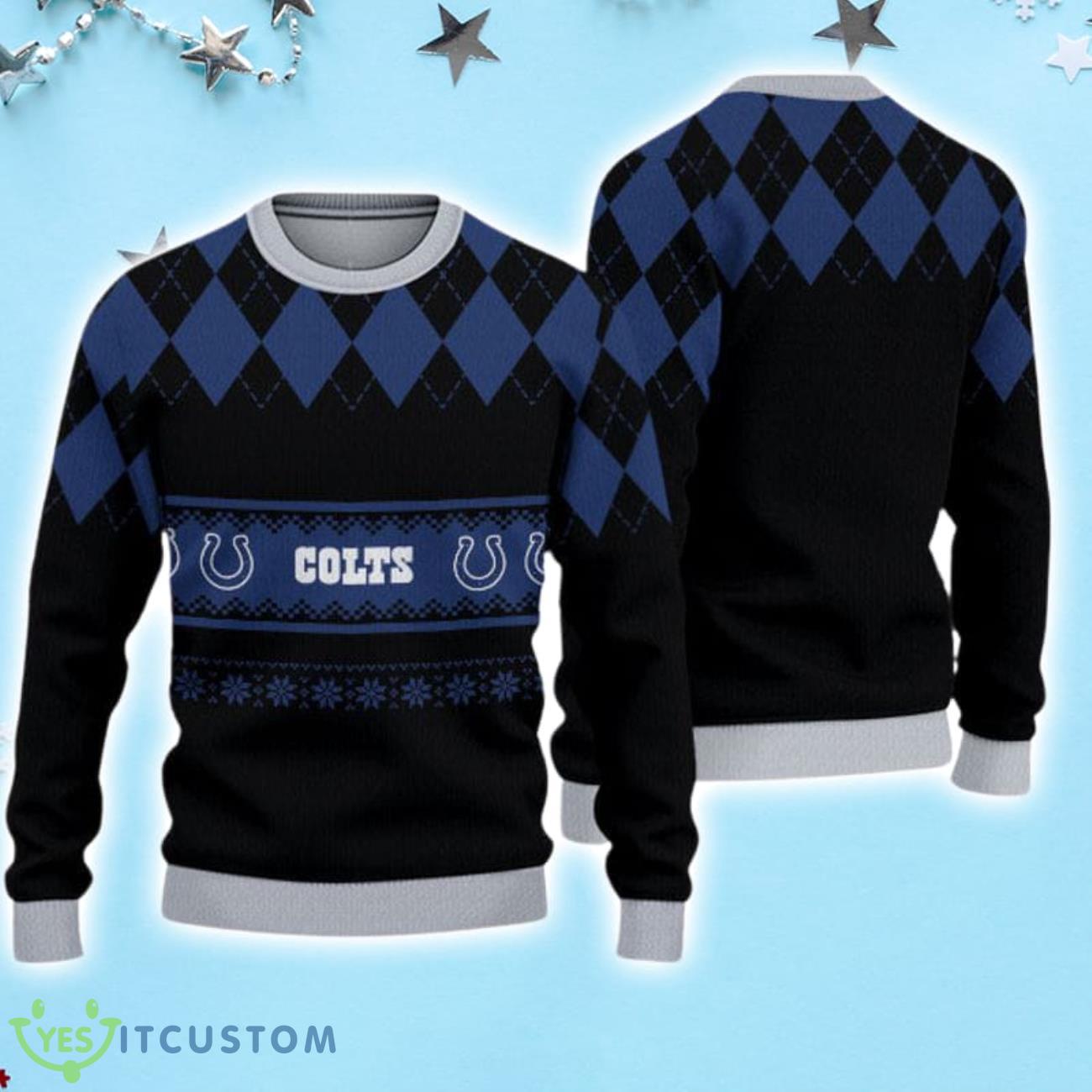 Indianapolis Colts Diamond Pattern Christmas Sweater 1 Indianapolis Colts Diamond Pattern Christmas Sweater Product Photo 1