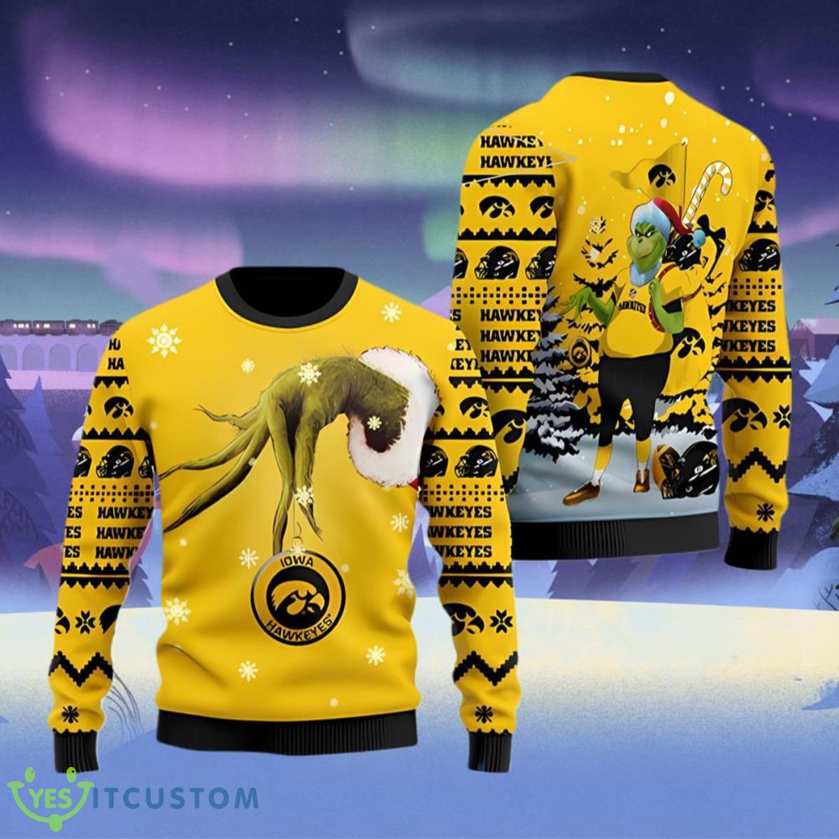 Iowa Hawkeyes Team Grinch Ugly Christmas Sweater Style Gift For Men And Women 3 Iowa Hawkeyes Team Grinch Ugly Christmas Sweater Style Gift For Men And Women Product Photo 1
