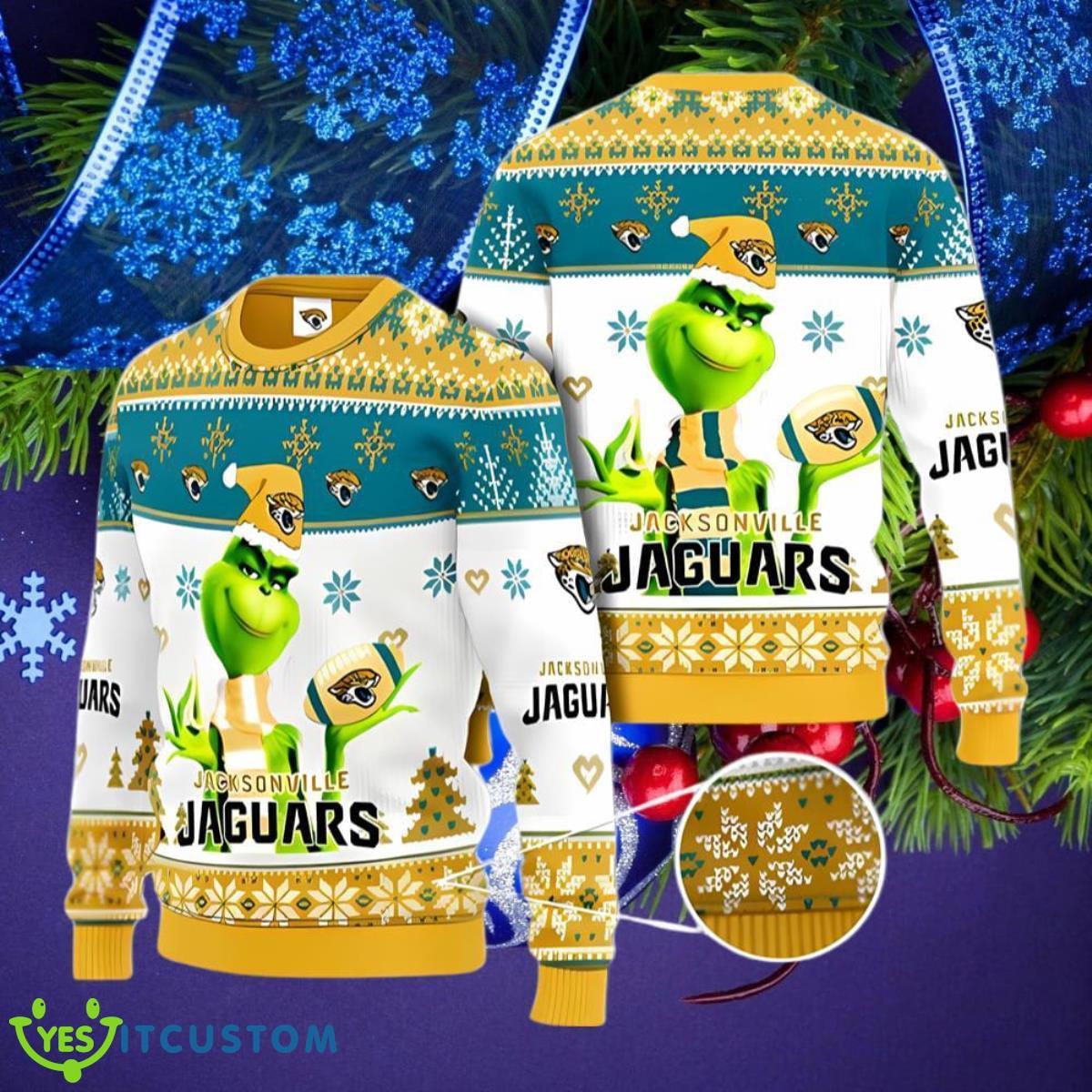 Jacksonville Jaguars Grinch Knit Ugly Christmas Sweater Best Gift For Everyone 3 Jacksonville Jaguars Grinch Knit Ugly Christmas Sweater Best Gift For Everyone Product Photo 1