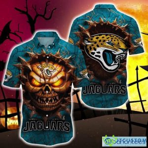 Jacksonville Jaguars Halloween Angry Skull 3D Hawaiian Shirt For Fans Gift Christmas Men And Women - Jacksonville Jaguars Halloween Super Trending Shirt For This Season_1