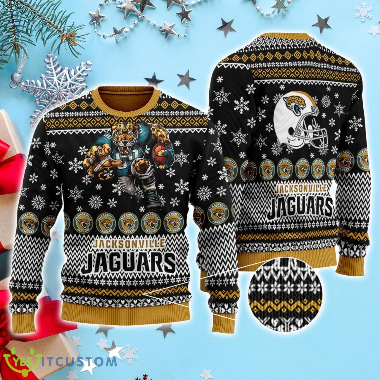 Jacksonville Jaguars Ugly Christmas Sweater 3D 3 Jacksonville Jaguars Ugly Christmas Sweater 3D Product Photo 1