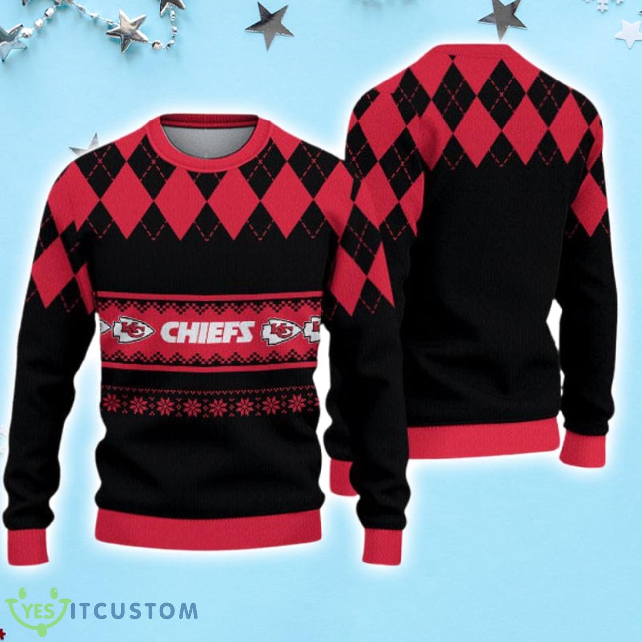Kansas City Chiefs Diamond Pattern Christmas Sweater 3 Kansas City Chiefs Diamond Pattern Christmas Sweater Product Photo 1