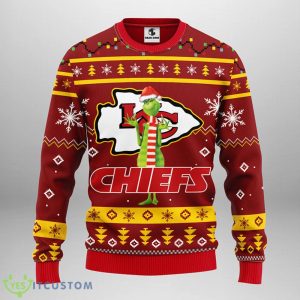 Kansas City Chiefs Funny Grinch Christmas Ugly Sweater Product Photo 1
