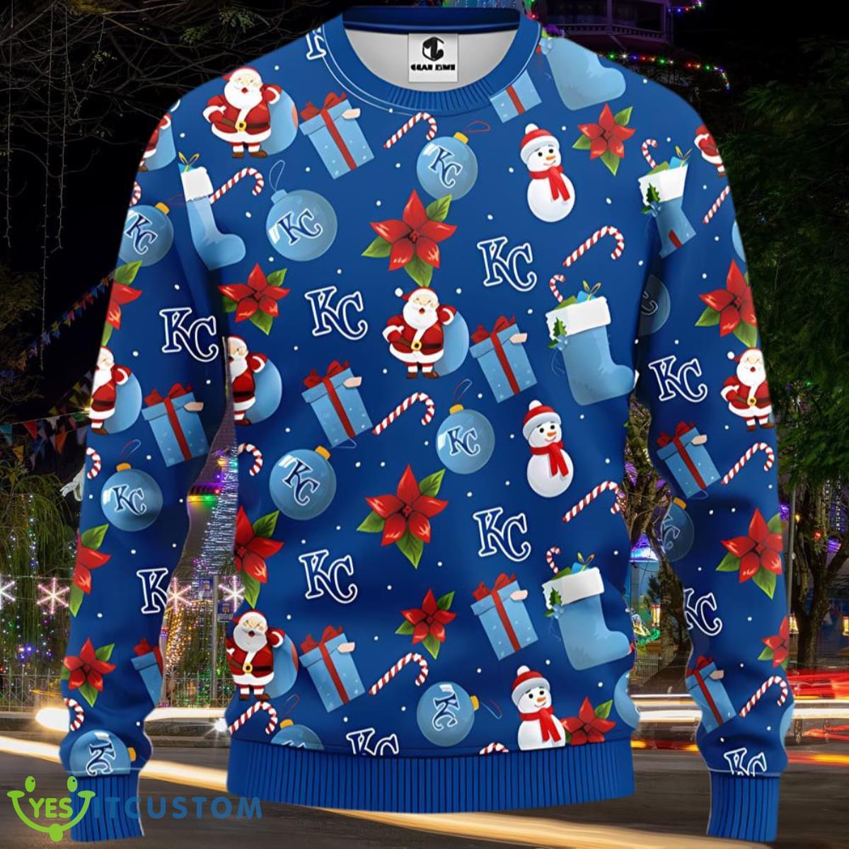 Kansas City Royals Santa Claus Snowman Ugly Christmas Sweater Style Gift For Men And Womens 3 Kansas City Royals Santa Claus Snowman Ugly Christmas Sweater Style Gift For Men And Womens Product Photo 1