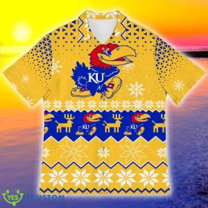 Kansas Jayhawks Sports Football American Ugly Christmas Hawaiian Shirt - Kansas Jayhawks Sports Football American Ugly Christmas Sweater New Trends For Fans Club Gifts Unisex Hawaiian Shirt-3D Hawaiian Shirt_3