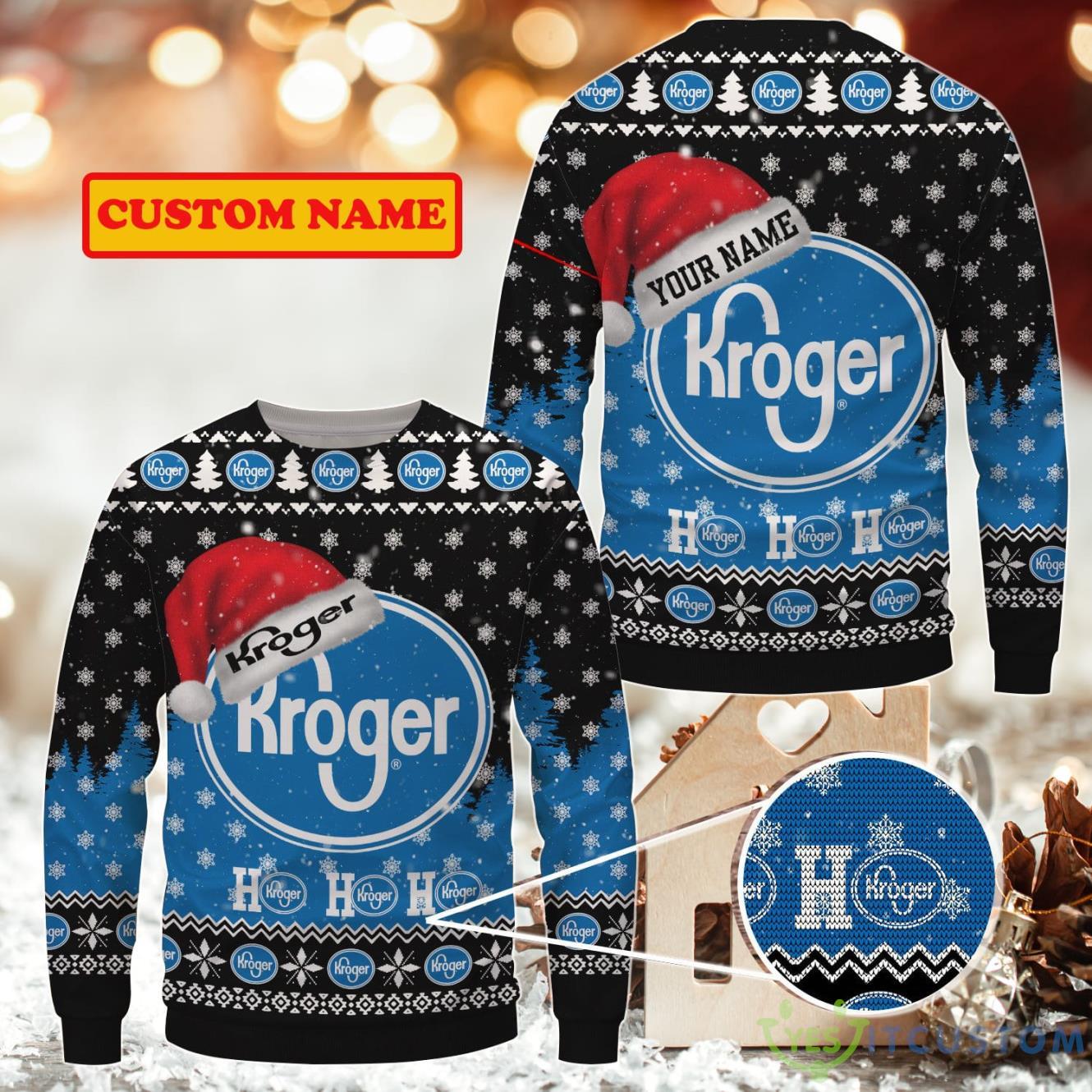 Kroger Ugly Christmas Sweater Uniform Custom Name 3 Kroger Ugly Christmas Sweater Uniform Custom Name Product Photo 1
