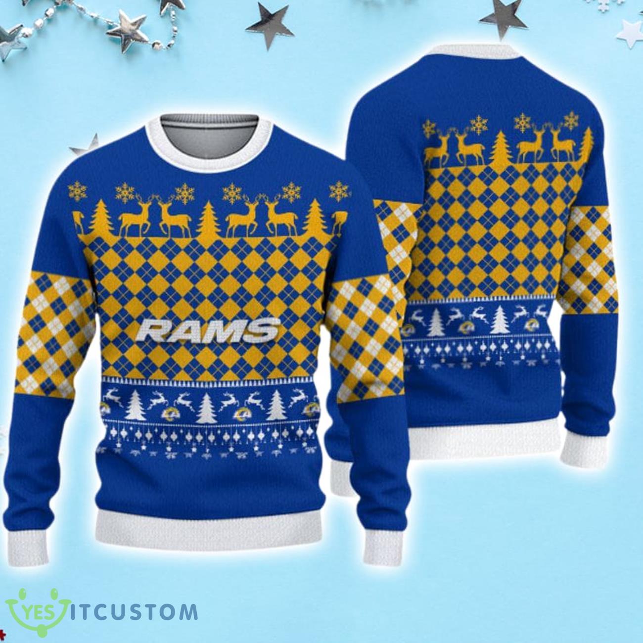 Los Angeles Rams Check Christmas Sweater 3 Los Angeles Rams Check Christmas Sweater Product Photo 1