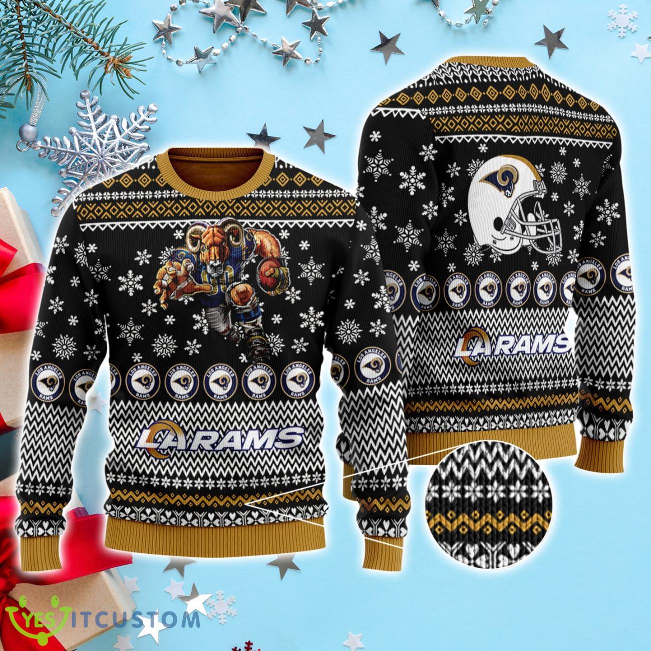 Los Angeles Rams Ugly Christmas Sweater 3D 3 Los Angeles Rams Ugly Christmas Sweater 3D Product Photo 1