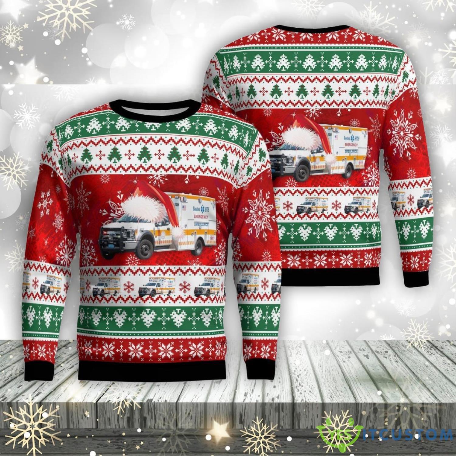 Massachusetts Boston EMS Christmas Ugly Sweater Christmas Season Gift 3D Sweater 3 Massachusetts Boston EMS Christmas Ugly Sweater Christmas Season Gift 3D Sweater Product Photo 1