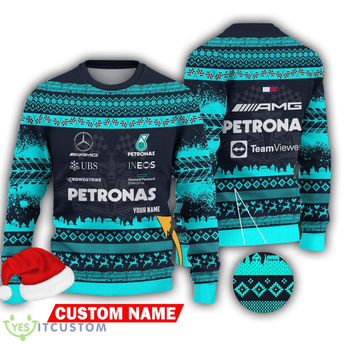 Mercedes-AMG PETRONAS F1 Team Custom Name Ugly Sweater Gift For Christmas 3 Mercedes-AMG PETRONAS F1 Team Custom Name Ugly Sweater Gift For Christmas - Mercedes-AMG PETRONAS F1 Team Custom Name Ugly Sweater Gift For Christmas