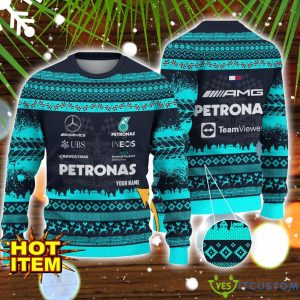 Mercedes-AMG PETRONAS F1 Team Special Gift Ugly Christmas Sweater Custom Name Product Photo 1