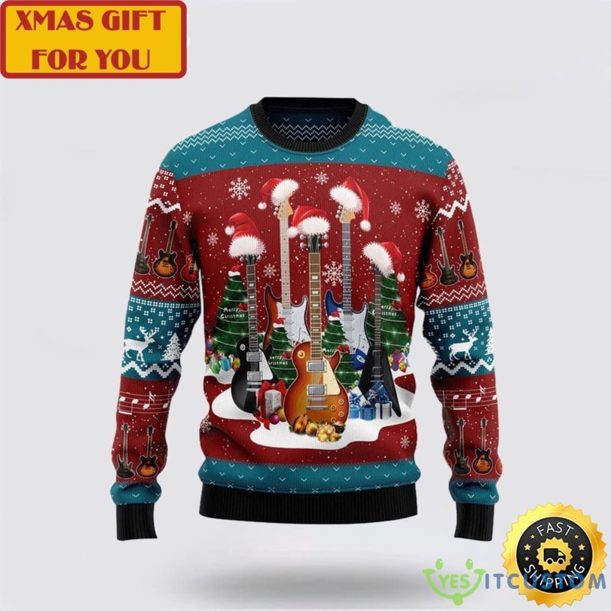 Merry Guitars Funny Ugly Christmas Sweater 3 Merry Guitars Funny Ugly Christmas Sweater Product Photo 1