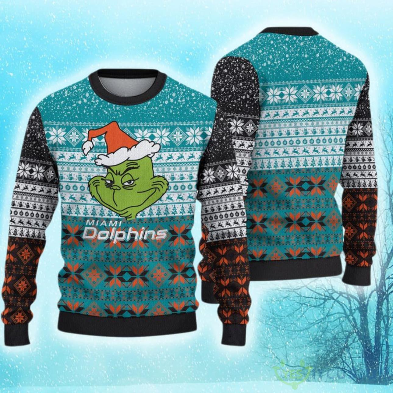 Miami Dolphins Christmas Grinch Hot Trending Ugly Sweater For Fans 3 Miami Dolphins Christmas Grinch Hot Trending Ugly Sweater For Fans Product Photo 1