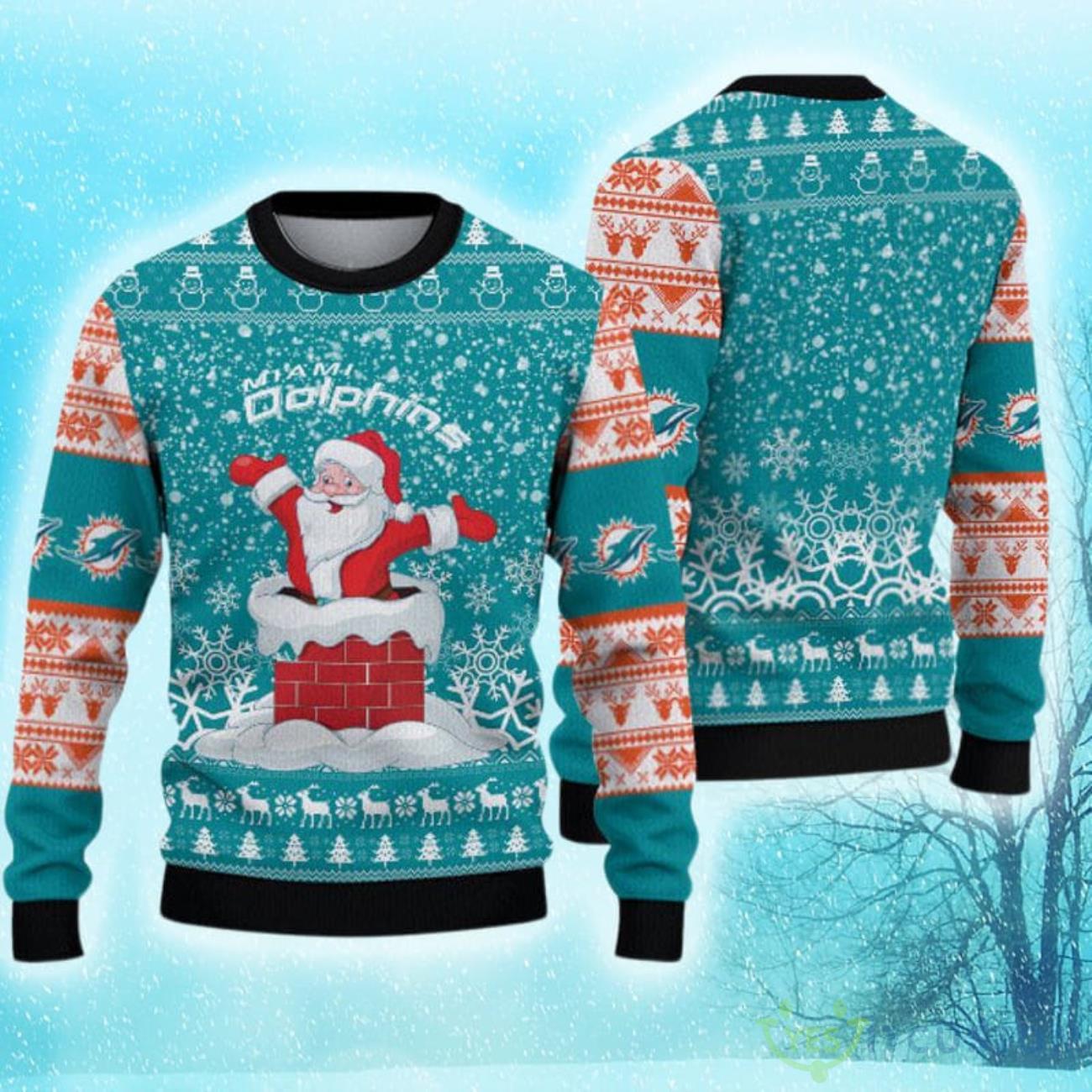 Miami Dolphins Christmas Santa Claus Pattern Limited Edition Ugly Sweater 3 Miami Dolphins Christmas Santa Claus Pattern Limited Edition Ugly Sweater Product Photo 1