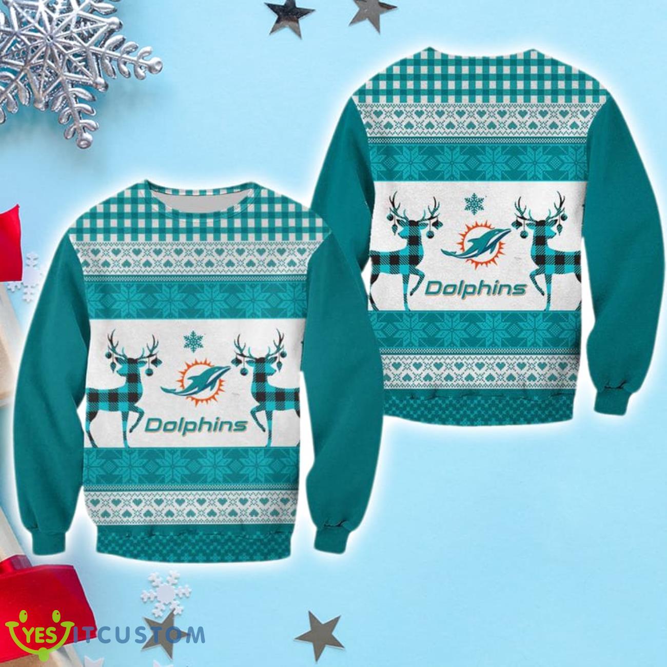 Miami Dolphins Christmas Sweatshirt 3 Miami Dolphins Christmas Sweatshirt Product Photo 1