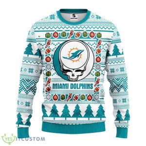 Miami Dolphins Grateful Dead Ugly Christmas Fleece Sweater Product Photo 1