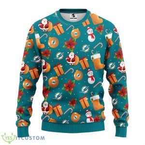 Miami Dolphins Santa Claus Snowman Christmas Ugly Sweater Product Photo 1