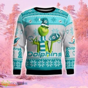 Miami Dolphins The Grinch Funny Ugly Christmas Sweater Gift For Men And Women Gift Holidays - Miami Dolphins The Grinch Christmas AOP Ugly Sweater_2