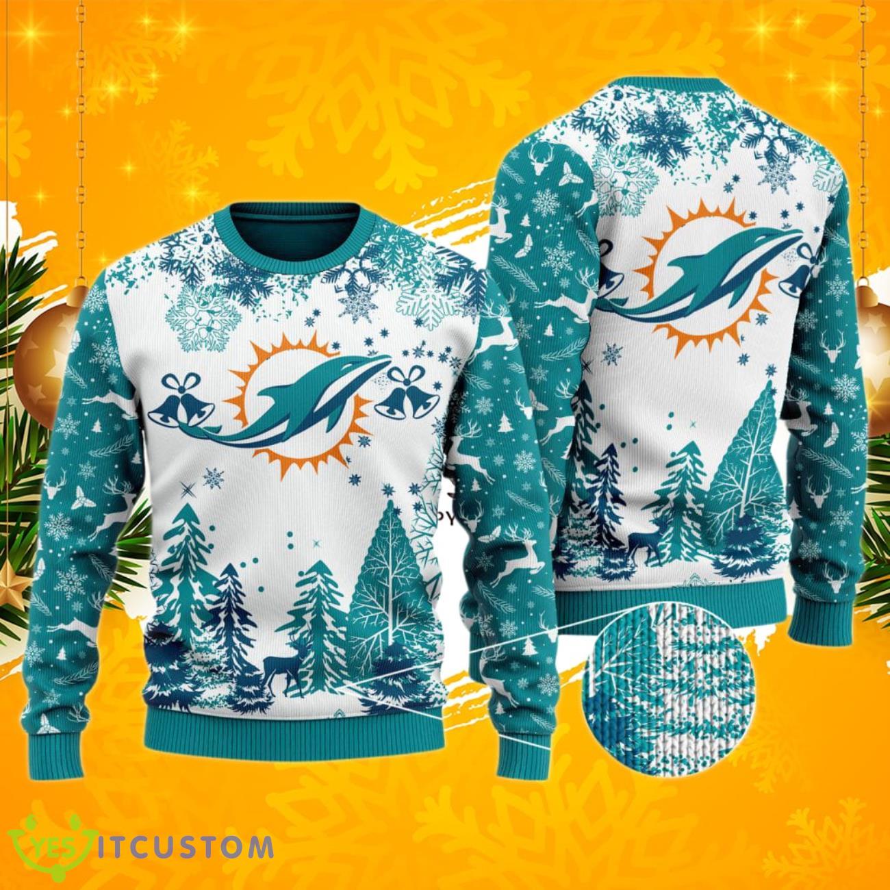 Miami Dolphins Ugly Christmas Sweater Perfect For Every Fan 3 Miami Dolphins Ugly Christmas Sweater Perfect For Every Fan Product Photo 1