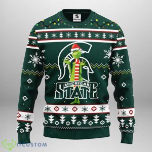 Michigan State Spartans Funny Grinch Christmas Ugly Sweater Product Photo 1