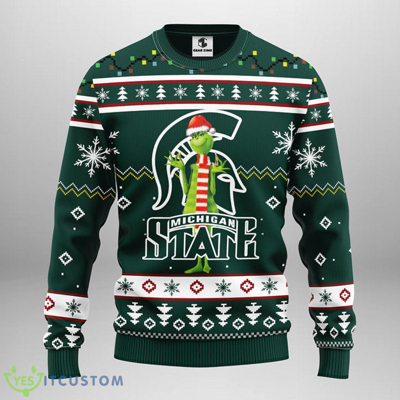 Michigan State Spartans Funny Grinch Christmas Ugly Sweater 5 Michigan State Spartans Funny Grinch Christmas Ugly Sweater Product Photo 1
