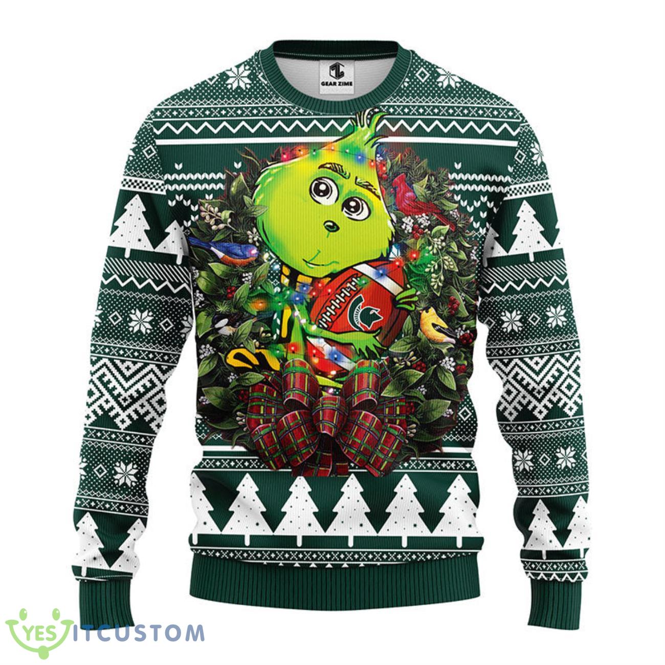 Michigan State Spartans Grinch Hug Christmas Ugly Sweater 5 Michigan State Spartans Grinch Hug Christmas Ugly Sweater Product Photo 1