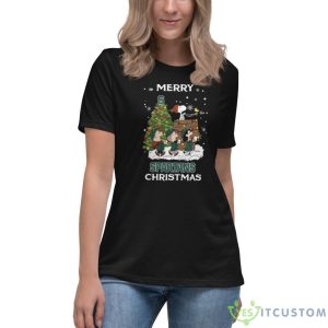 Michigan State Spartans Snoopy Family Christmas Shirt Holiday Gift - Women's Relaxed Short Sleeve Jersey Tee