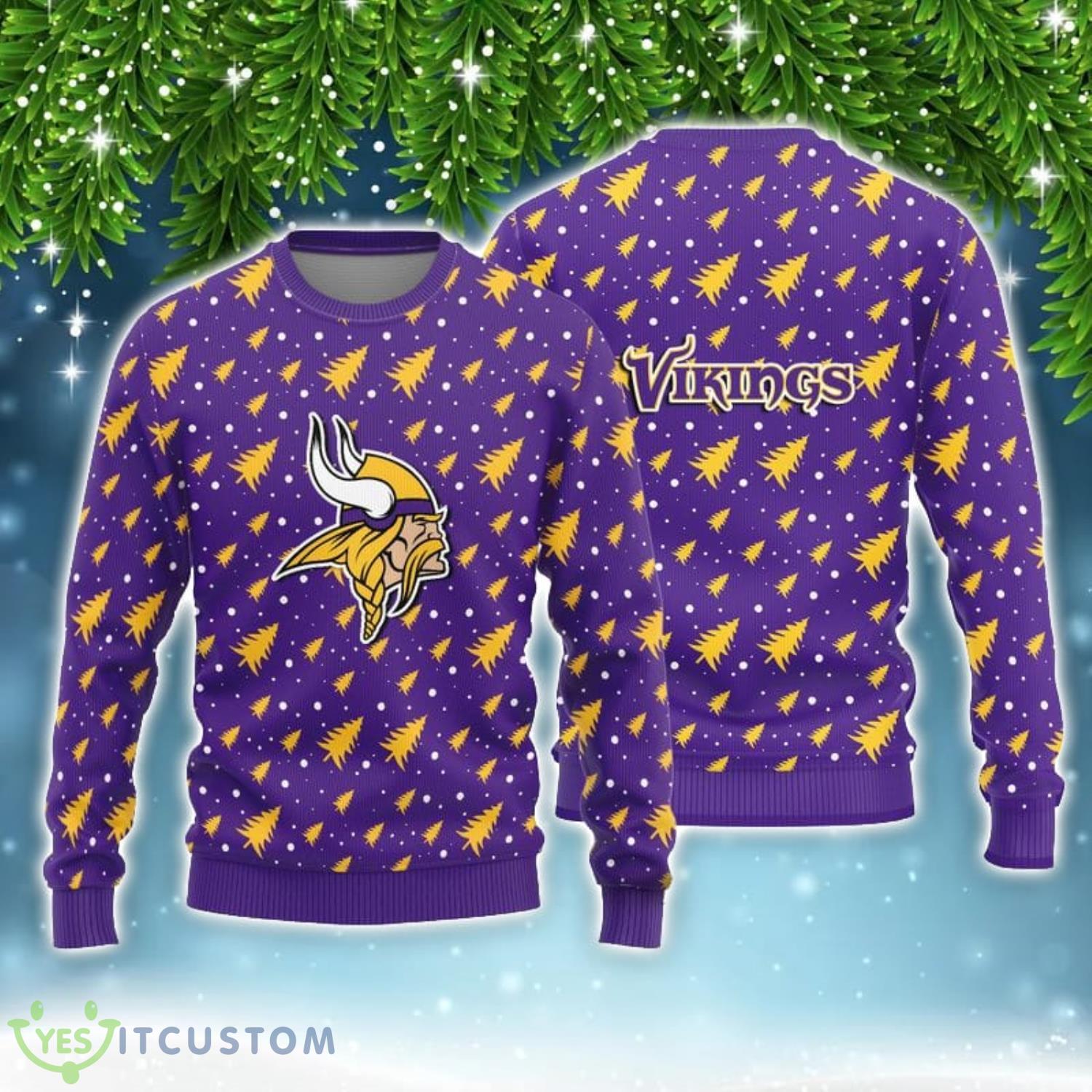 Minnesota Vikings Christmas Pine Tree Patterns Ugly Christmas Sweater 3 Minnesota Vikings Christmas Pine Tree Patterns Ugly Christmas Sweater Product Photo 1