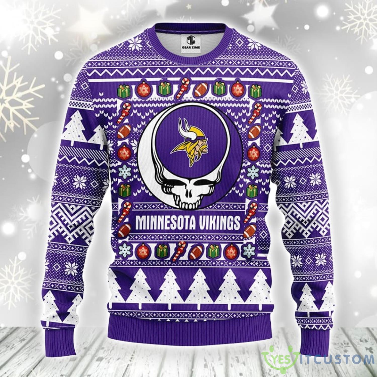 Minnesota Vikings Grateful Dead Ugly Christmas Sweater Warm Gift For Christmas 3 Minnesota Vikings Grateful Dead Ugly Christmas Sweater Warm Gift For Christmas Product Photo 1