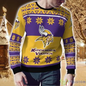 Minnesota Vikings Logo Big Snowflake Pattern Ugly Christmas Sweater 3 Minnesota Vikings Logo Big Snowflake Pattern Ugly Christmas Sweater Product Photo 2
