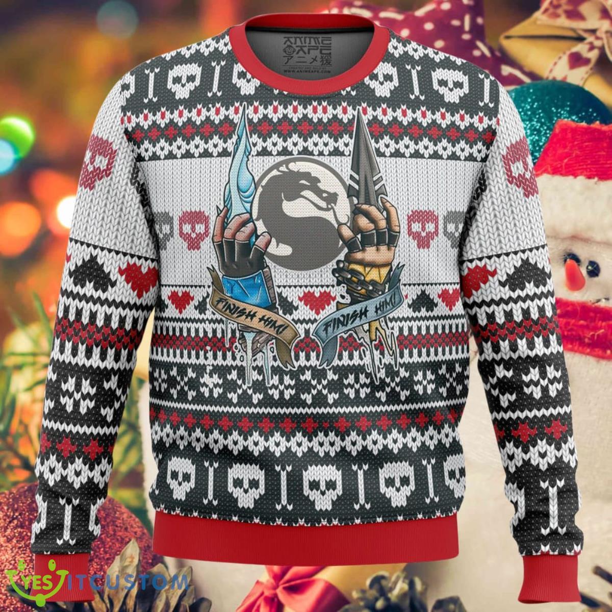 Mortal Kombat Finish Him Ugly Sweater Christmas Style Gift For Men And Women 3 Mortal Kombat Finish Him Ugly Sweater Christmas Style Gift For Men And Women Product Photo 1