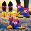 Multicolor Zig Zag Lovely Background Nice Logo Pittsburgh Steelers Leather Boots Gift For Fans Product Photo 1