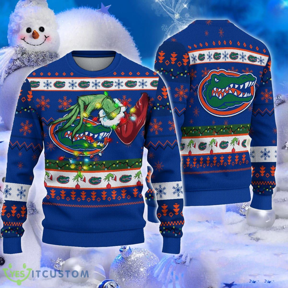 NCAA Florida Gators Logo Hand Grinch Ugly Christmas 3D Sweater 3 NCAA Florida Gators Logo Hand Grinch Ugly Christmas 3D Sweater - NCAA Florida Gators Logo Hand Grinch Ugly Christmas 3D Sweater