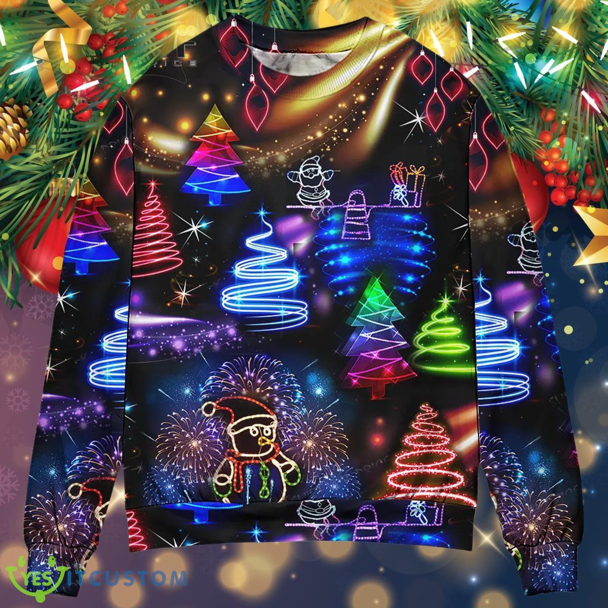 Neon Art Santa And Snowman Ugly Christmas Sweater Best Gift For Men And Women 3 Neon Art Santa And Snowman Ugly Christmas Sweater Best Gift For Men And Women Product Photo 1