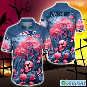 New England Patriots Halloween Trending Skull 3D Hawaiian Shirt For Fans Gift Christmas Men And Women - New England Patriots Halloween Skull Trending Hawaii Shirt New Arrivals_1